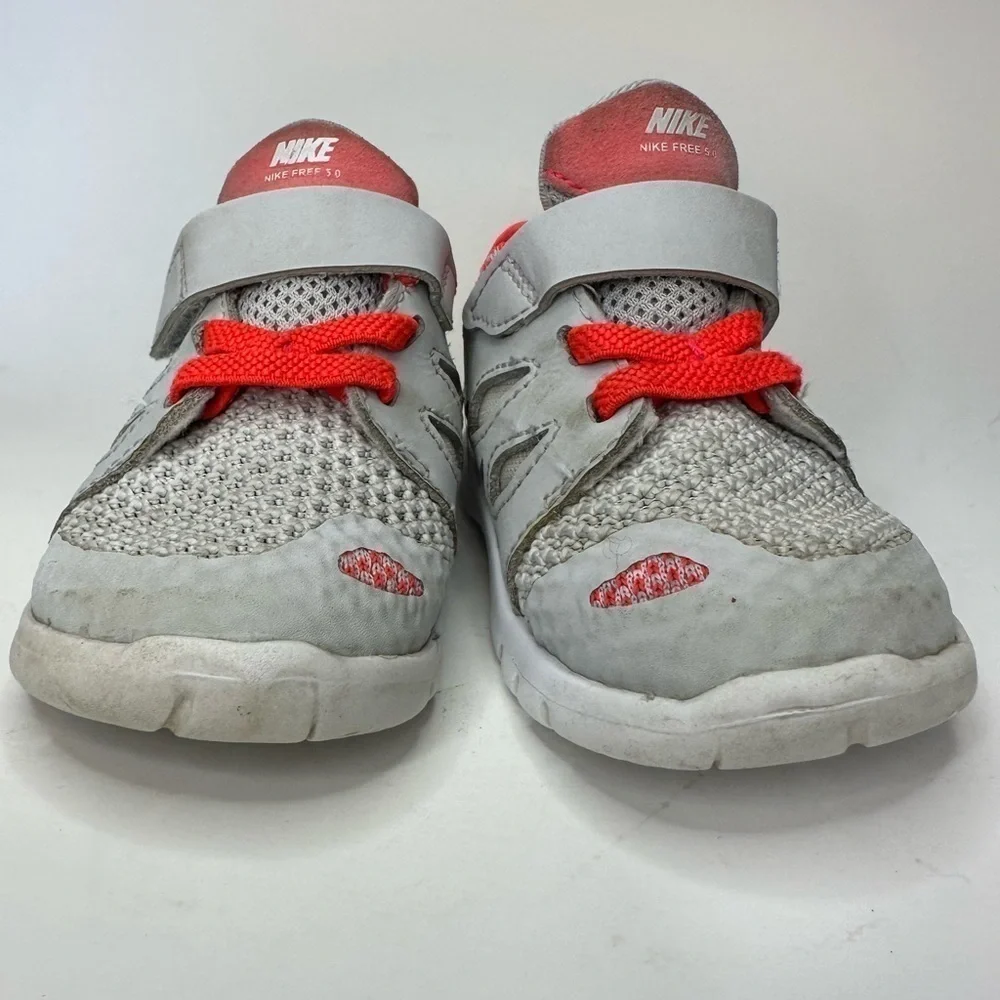 Nike Toddler Free Shoes 5.0 644447-002 Bright Coral Gray Baby Infant Size 4C